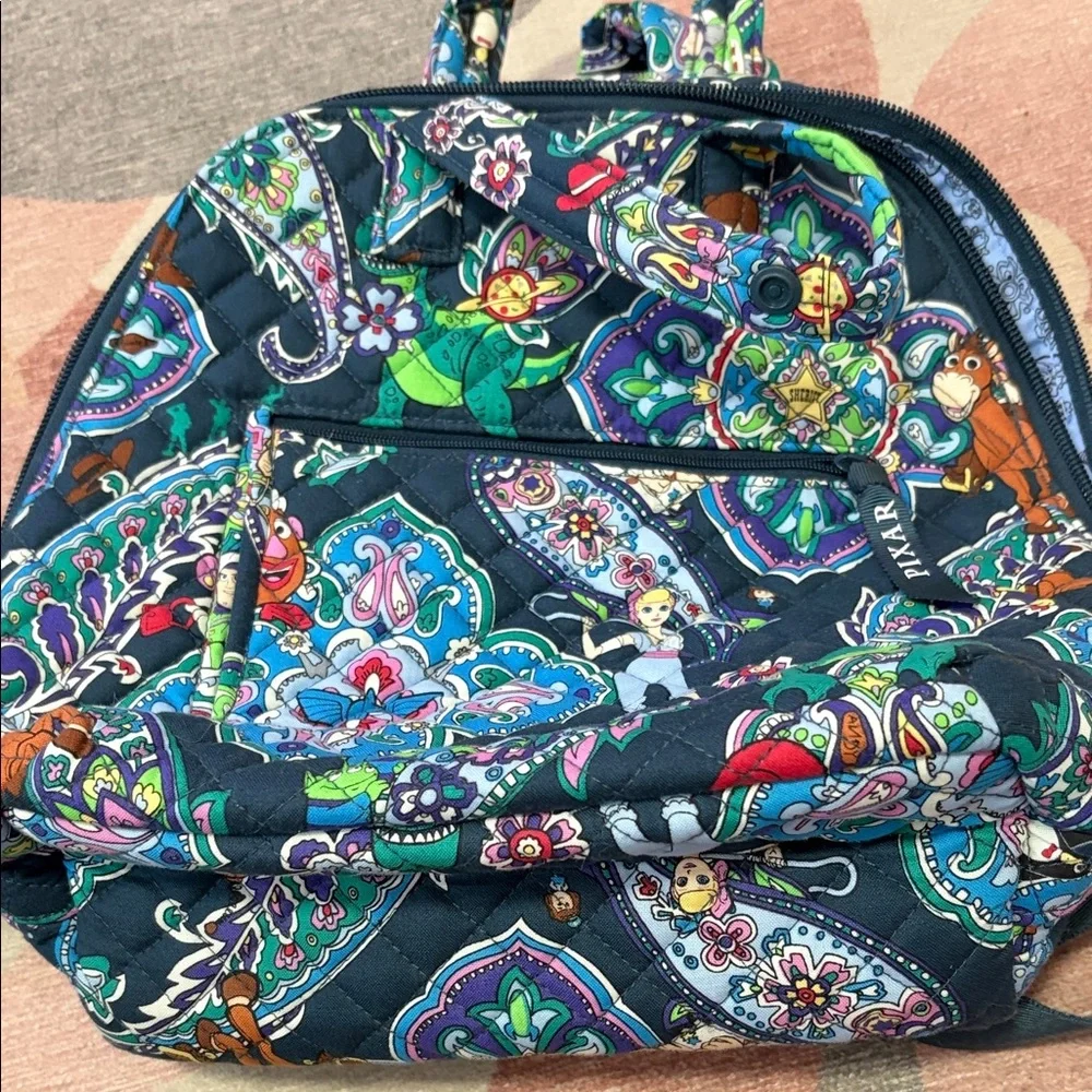 Vera Bradley Navy Multicolor Paisley Disney Toy Story Print Quilted Backpack